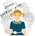 Little fashion-girl. A girl in a beautiful dress. Vector illustration for greeting card, poster, web.